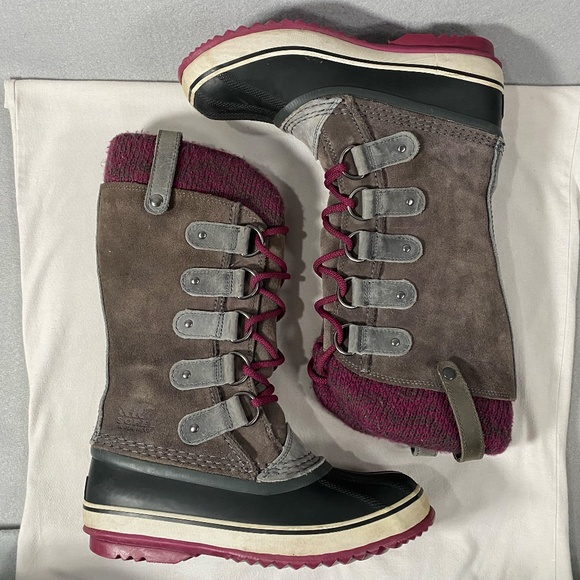 Sorel Joan of Arctic Knit Waterproof Tall Winter Snow Boots Gray Womens Size 6.5 - Picture 5 of 10